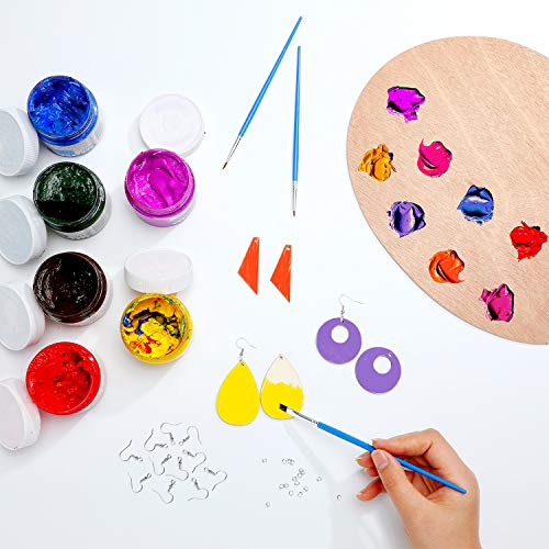 Hicarer 210 Pcs Unfinished Wooden Earrings Blanks Natural Wood Pendants Dangle Earrings Boho Wood Charms with 70 Pcs Earring Hooks and Jump Rings for Hicarer