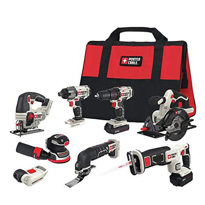 PORTER-CABLE 20V MAX* Cordless Drill Combo Kit, 8-Tool (PCCK6118)