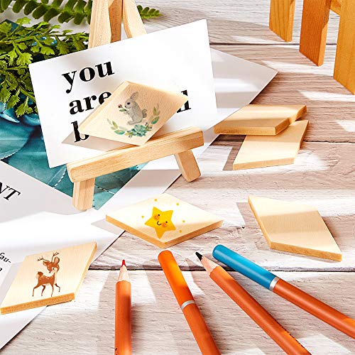 OLYCRAFT 150Pcs Wood Pieces Unfinished Wood Rhombus Pieces Hexagon Pieces Natural Wood Cutout Shape Wood Rhombus Blank Slices for DIY Crafts Holiday OLYCRAFT