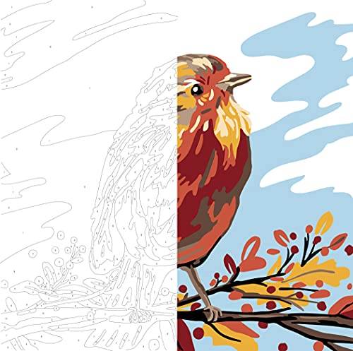 Plaid Fall Bird Modern Kit, 14" x 14" Paint by Numbers for Adults and Kids, Easy-to-Follow DIY Crafts, Art Supplies with A Textured Finish, 17914 Plaid