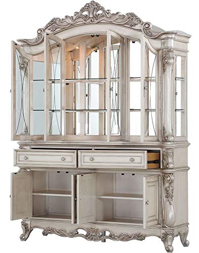 ACME Furniture Wooden Frame Hutch and Buffet, Antique White Acme Furniture