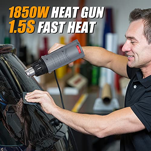 DIAFIELD 1850W Heat Gun Variable Temperature Settings 112℉~1202℉(44℃- 650℃), Fast Heat Hot Air Gun, Durable & Overload Protection, with 4 Nozzels for DIAFIELD