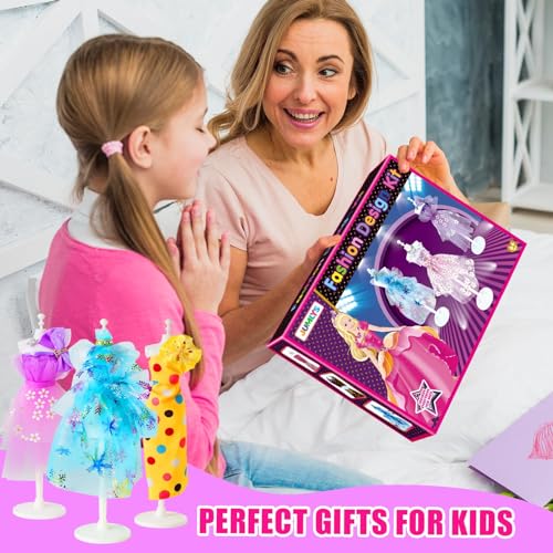 Jumlys 600+PCS Fashion Designer Kits for Girls Ages 6, 7, 8, 9, 10, 11, 12, Sewing Kits with 4 Mannequins for Kids Ages 6-8, 8-12, DIY Arts and Jumlys