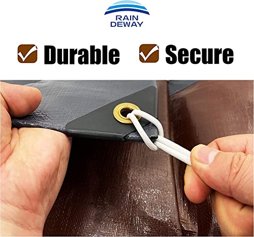RAINDEWAY 12x20 Feet Super Heavy Duty Tarp 18 Mil, UV Resistant, Weatherproof, Multipurpose Waterproof Poly Tarp with Grommets and Reinforced Edges, RAINDEWAY