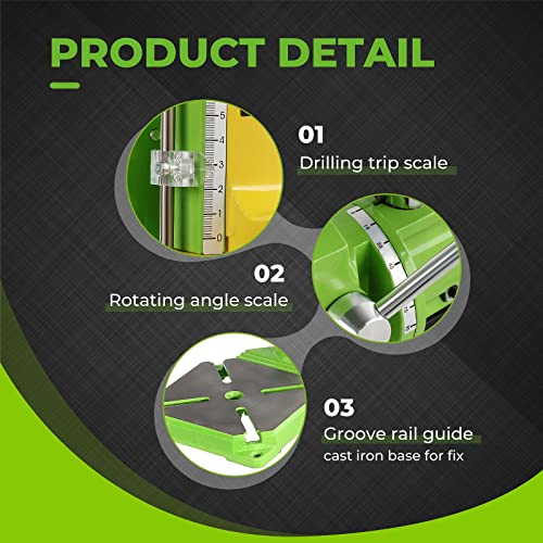 POWLAB Upgrade Floor Drill Press Stand Table with Rotary Tool, 90° Rotating Fixed Frame, Clamp for Hand Drill Benchtop Drilling Collet,Table Drill POWLAB