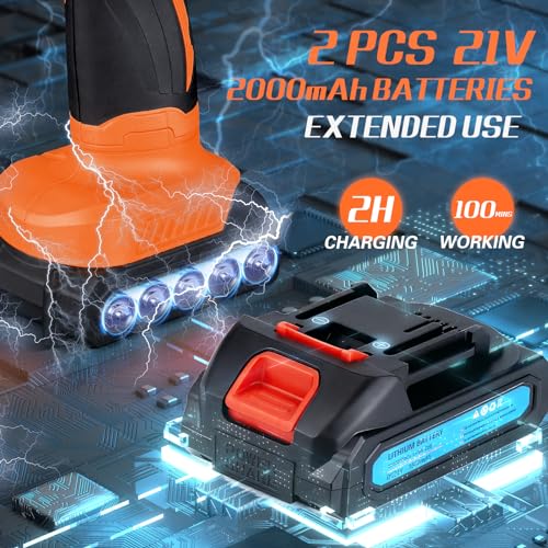 Protmex Cordless Car Buffer Polisher, 6IN Car Buffers And Polishers Kit, 6 Variable Speed Car Polishing Kit, 2*21V 1.5Ah Batteries Cordless Polisher Protmex