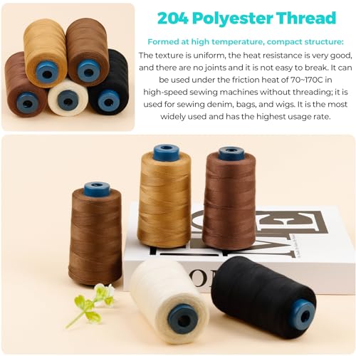 900 Yards Hair Extension Thread Sewing,FIVEIZERO Threads Hair Weave Threads with 30 Pieces T/C/J/I Needles Using for Hand Sewing,Hair Extensions,Wig FIVEIZERO
