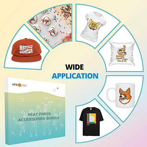 HTVRONT Heat Press Accessories for Cricut Easy Press-52 Pcs Heat Press Supplies for Beginners, Include Iron On Vinyl, Heat Press mat, Sublimation HTVRONT