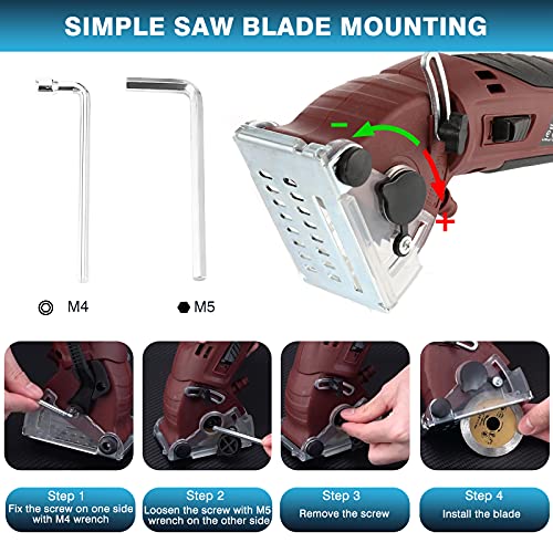 IRONWALLS Mini Circular Saw Set, 400W 3400RMP Multi-Functional Circular Saw Machine with 3PCS Carbide Tipped Blade, 110V Hand-Held Corded Electric IRONWALLS