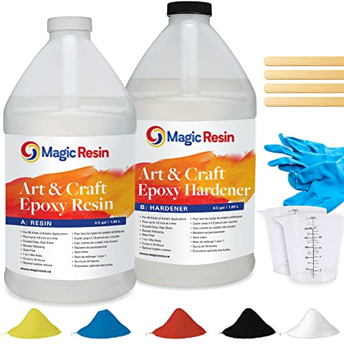 Epoxy Resin Kit for Art & Craft | 1 Gallon | Odorless | Crystal Clear Epoxy Resin | Jewelry, Earrings, Coasters, Casting, Molding, Crafting & More | Magic Resin
