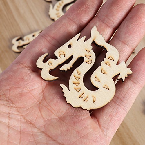SUPVOX 10Pcs Unfinished Wood Cutout Wooden Dragon Shape Natural Wood Pieces for DIY Arts Crafts Projects SUPVOX