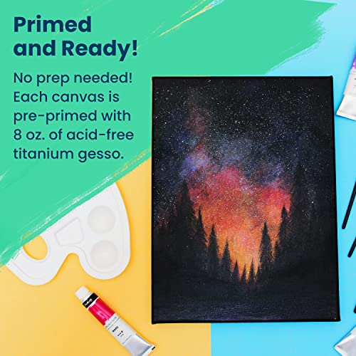 Chalkola Black Canvas for Painting - 24 Pack Canvas Panels - 4x6, 5x7, 8x10, 9x12, 11x14, 12x16 inch (4 Each) - Canvases are 100% Cotton, Primed, Chalkola