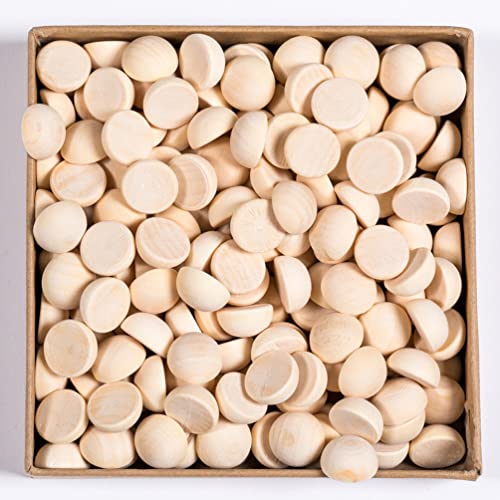 Milisten 200Pcs Half Round Wooden Beads Unfinished Wood Christmas Beads Half Beads Half Craft Balls Wood Half Balls Wooden Half Sphere Wooden Beads Milisten