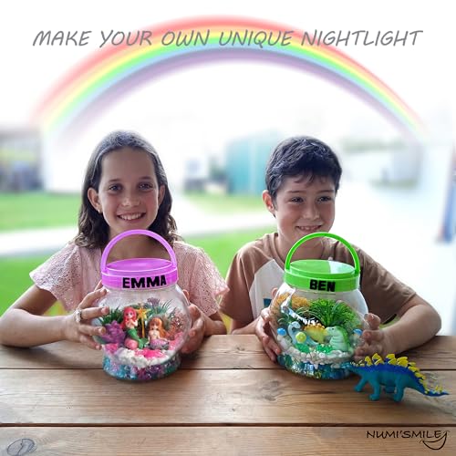 Make Your Own Light-Up Mermaid Terrarium Kit for Kids, Mermaid Gifts for Girls Ages 4 5 6 7 8 9 10 Years and up, DIY Mini Garden Nightlight Project, NUMI'SMILE