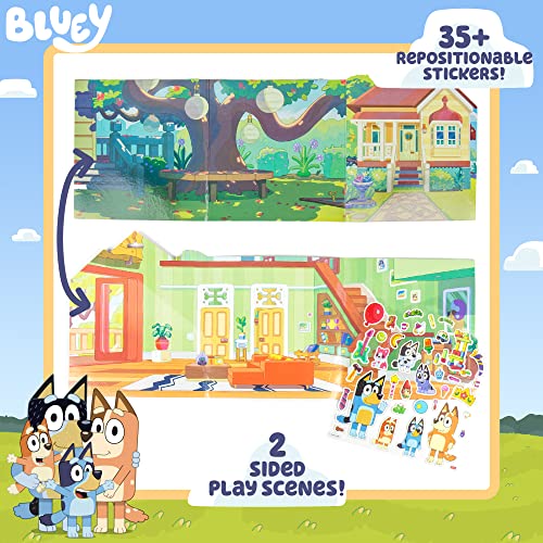 Horizon Group USA Bluey Sticker Playset, 2 Sticker Play Scenes, 35+ Reusable Puffy Bluey Repositionable Stickers for Kids, Perfect for Travel, Horizon Group USA
