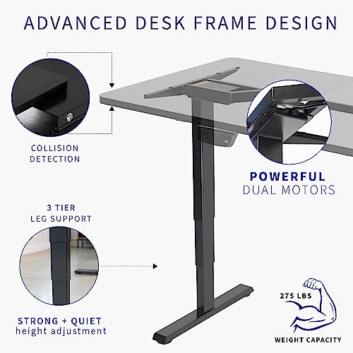 VIVO Electric Height Adjustable 71 x 36 inch Memory Stand Up Desk, Rustic Vintage Brown Table Top, Black Dual Motor Frame, Touch Screen Preset VIVO