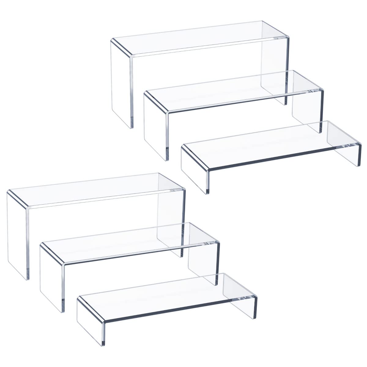 HIIMIEI Acrylic Display Riser, 6 Pcs 9" Large Acrylic Risers, Clear Rectangular Display Shelf for Cupcake Stand, Tiered Display Stand for Gemstone, HIIMIEI