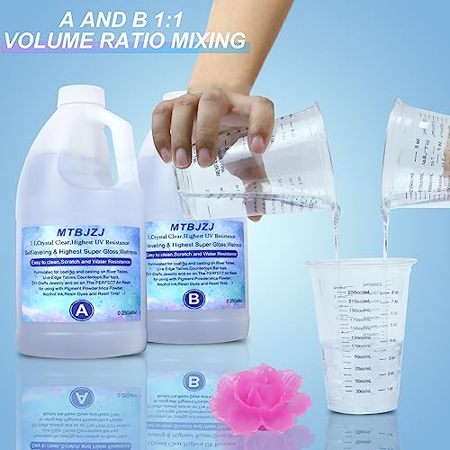 Crystal Clear Epoxy Resin - Epoxy Resin Kit Scratch Resistant, UV Resistant Resin and Hardener | for Resin Molds, Desktop, Craft, Jewelry Casting, MTBJZJ