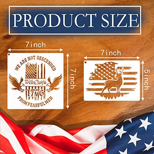12pcs American Flag Stencil Star Stencils for Painting Union 50 Stars 1776 Military We The People Template for Flag Patriotic Wood Burning Stencils Pkqon