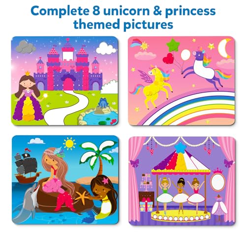 Skillmatics Art Activity - Dot It Unicorns & Princesses, No Mess Sticker Art for Kids, Craft Kits, DIY Activity, Gifts for Boys & Girls Ages 3, 4, 5, Skillmatics
