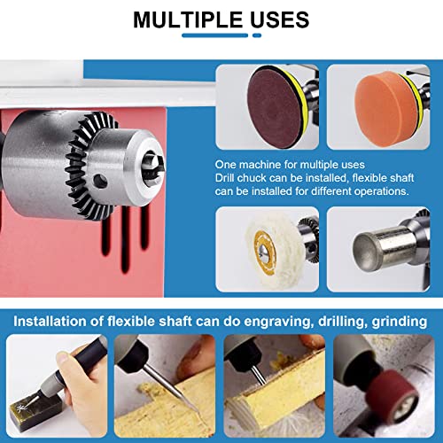 Mini Table Saw Small Precision Hobby Table Saw, 1/2" Adjustable Cut Depth, w/Chuck, Sanding Disc, 96W Adjustable Speed Power Supply, for MXBAOHENG