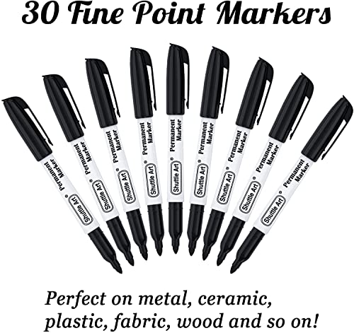 Shuttle Art Permanent Markers Bundle, 30 Pack Black 30 Pack Blue and 30 Pack Red Permanent Marker set,Fine Point, Works on Plastic,Wood,Stone,Metal Shuttle Art