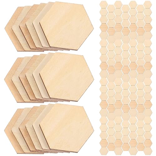 MAGICLULU 100PC Unfinished Wood Hexagon Pieces Unfinished Wood Cutout Hexagon Hexagon Blank Unfinished Wood Slices for Craft DIY Projects 3CM MAGICLULU