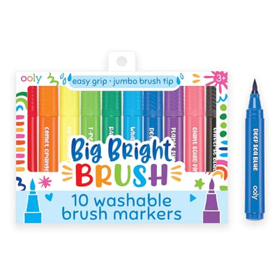 Ooly Thick Washable Markers with Jumbo Grip, Washable Toddler Markers, Big Bright Brush Tip Markers for Toddlers, Kids Markers Washable with Jumbo