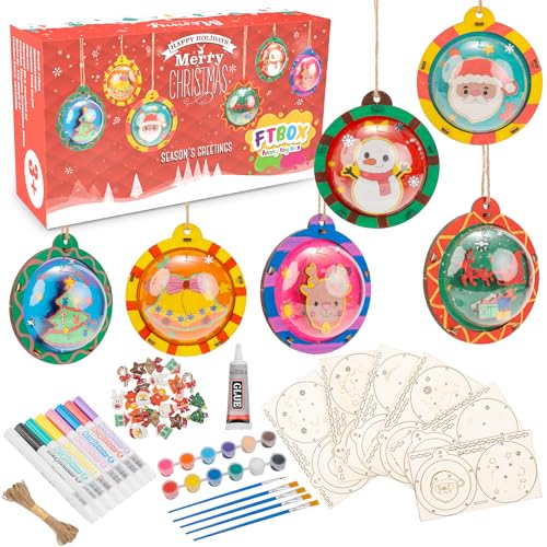 FTBox Christmas Wood Crafts Kit for Kids, Arts and Crafts Gifts for Boys Girls, Craft Activities Painting Art Toys for 6 7 8 9 10 11 12 Year Old