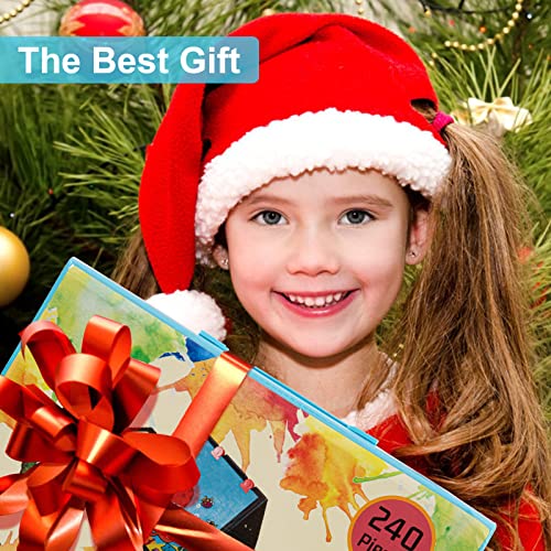 VigorFun Art Supplies, 240-Piece Drawing Art Kit, Gifts Art Set Case with Double Sided Trifold Easel, Includes Oil Pastels, Crayons, Colored Pencils, VigorFun