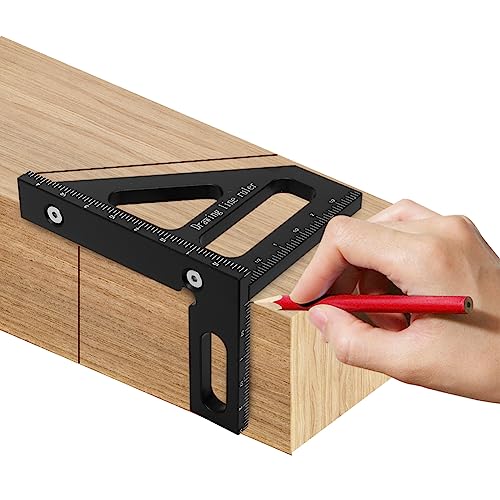 KETIPED Imperial 3D Multi-Angle Measuring Ruler,45/90 Degree Aluminum Alloy Woodworking Square Protractor, Miter Triangle Ruler High Precision Layout KETIPED