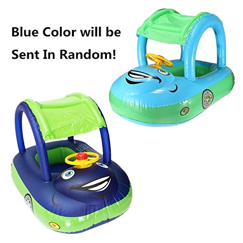 QIAONIUNIU Baby Pool Float with Canopy Summer Steering Wheel Sunshade Swim Ring Car Inflatable Toys Infants Float Seat Boat for Kids Toddlers QIAONIUNIU