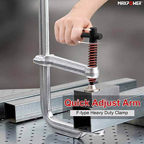 MAXPOWER Deep Throat F Clamp 15-5/8" x 5-5/8", Heavy Duty Bar Clamp for Welding, Pack of 4 MAXPOWER