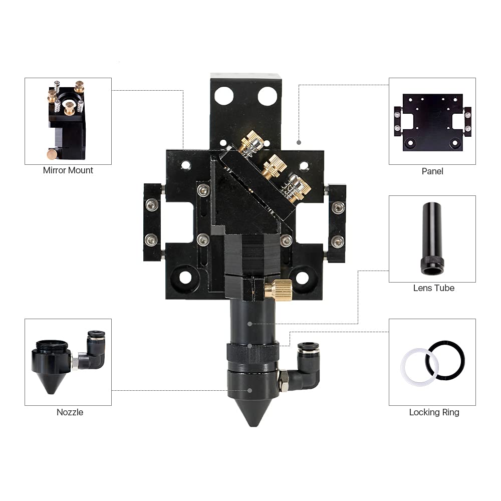 Cloudray E Series Cutting Head Outer Slider Type Dia20mm FL50.8/63.5mm with Air Assist Nozzle for Outer Rail SG15 Bearings Cloudray