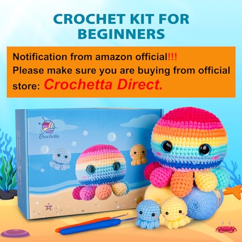 Crochetta Crochet Kit for Beginners, Crochet Kit Step-by-Step Video Tutorials, Crochet Starter Kit Learn to Crochet Kits for Adults Kids Beginners, Crochetta