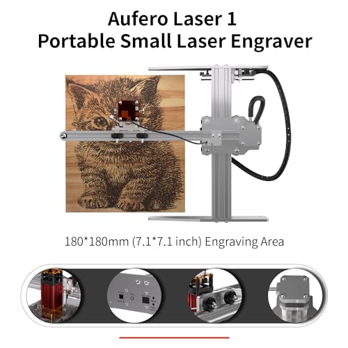 Aufero Laser 1 Laser Engraver, 5W Diode Short Focus Laser Engraver, Laser Engraving Machine for Wood/Leather, 7.1x7.inch Engraving Area, Aufero