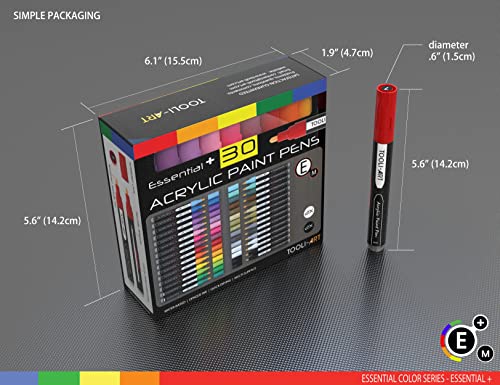 Acrylic Markers, Paint Pens Assorted Vibrant Markers for Rock Painting, Canvas, Glass, Mugs, Wood, Ceramic, Fabric, Metal, Scrapbooking. Non Toxic, TOOLI-ART