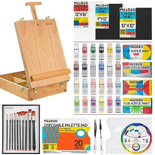 MEEDEN Acrylic Paint Set, Painting Kits with Brushes, Stretched