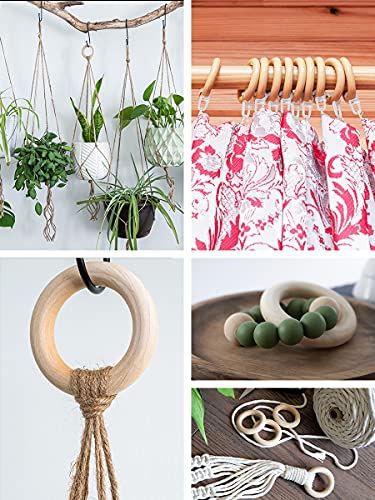 Mandala Crafts 50 5CM 2 Inch DIY Natural Wood Rings for Crafts - Macrame Wooden Rings - Unfinished Wood Rings for Macrame Rings Knitting Jewelry Mandala Crafts