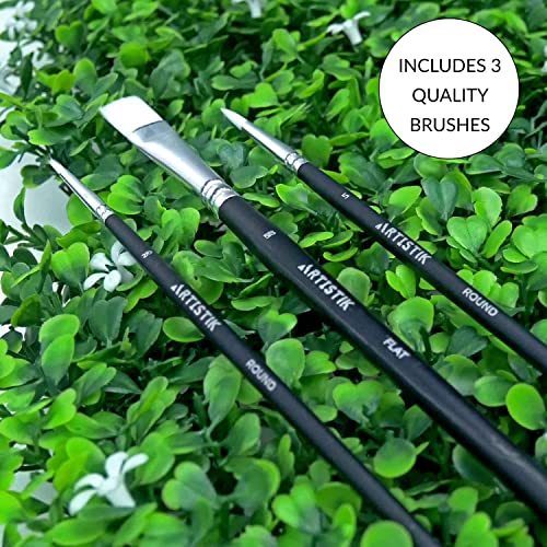 ARTISTIK Acrylic Paint Tube Set of 32-22ml Paint Tubes with 3 Brushes for Adults, Kids and Artists - Non-Toxic Artist Quality Paints for Canvas ARTISTIK