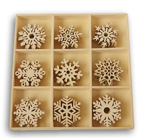 Mini Laser Cuts Wood Shape Christmas Holiday Snowflakes - 54 Pieces Christmas Crafts