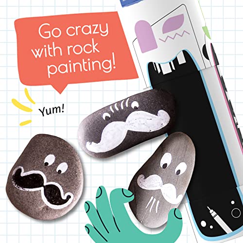 Funcils 5 Acrylic White Paint Pens - Fine & Jumbo Size Ink Pens (1mm, 3mm, 6mm, 10mm, 15mm) - Permanent White Marker Ink for Rock Painting, Fabric, Funcils