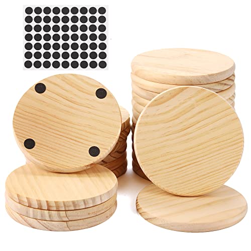 24 Pack Unfinished Wood Coasters, GOH DODD 4" Wood Slices for Nature Crafts & Wedding Decoration, Blank Coasters Wood Kit for DIY Architectural GOH DODD