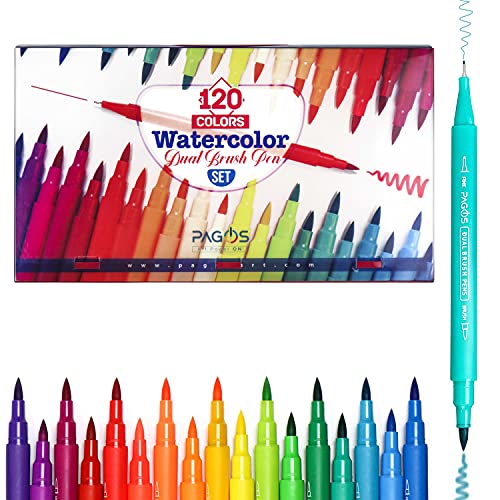 Dual Brush Marker Pens 120 Colors Art Markers Set with Fine Tip and Brush  Tip
