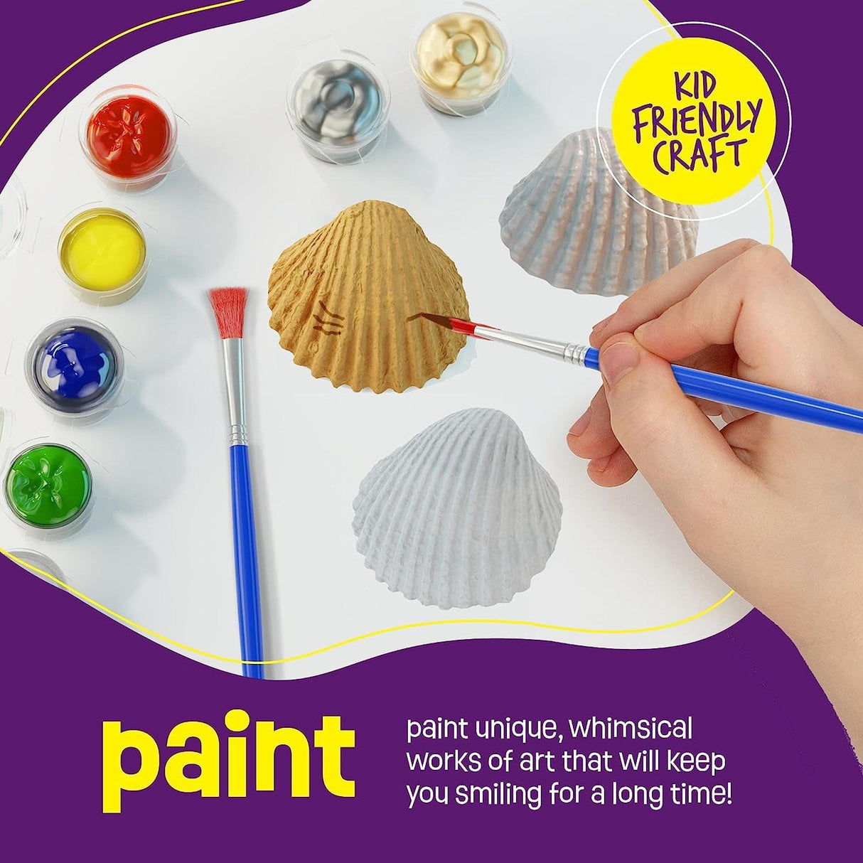 Kids Sea Shell Painting Kit - Arts & Crafts Gifts for Boys and Girls Ages 4-12 - Craft Activities Kits WoodArtSupply