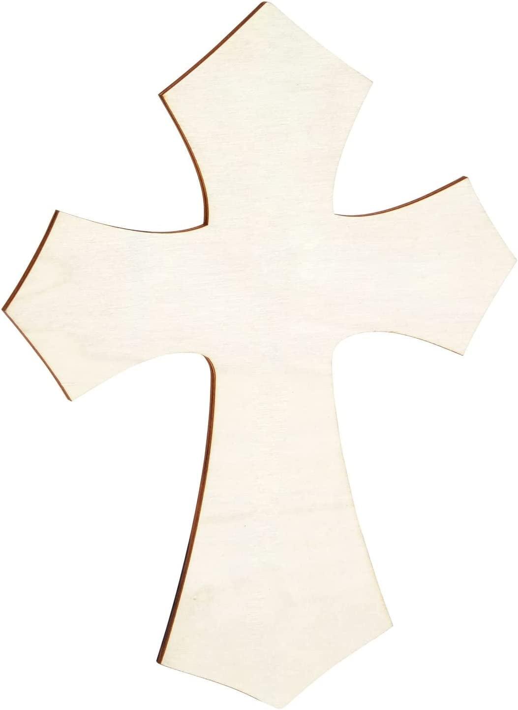 Unfinished Wood Cutout - 6-Pack Cross Shaped Wood Pieces for Wooden Craft DIY Projects, Sunday School, Church, Home Decoration, 11.8 X 8.8 X 0.188 WoodArtSupply