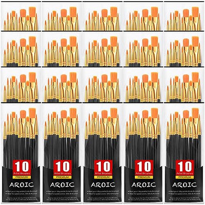 Acrylic Paint Brush Set, (20 Packs /200 pcs) Nylon Hair Brushes for Oil and Watercolor, Perfect Suit of Art Painting, Best Gift for Painting, Black