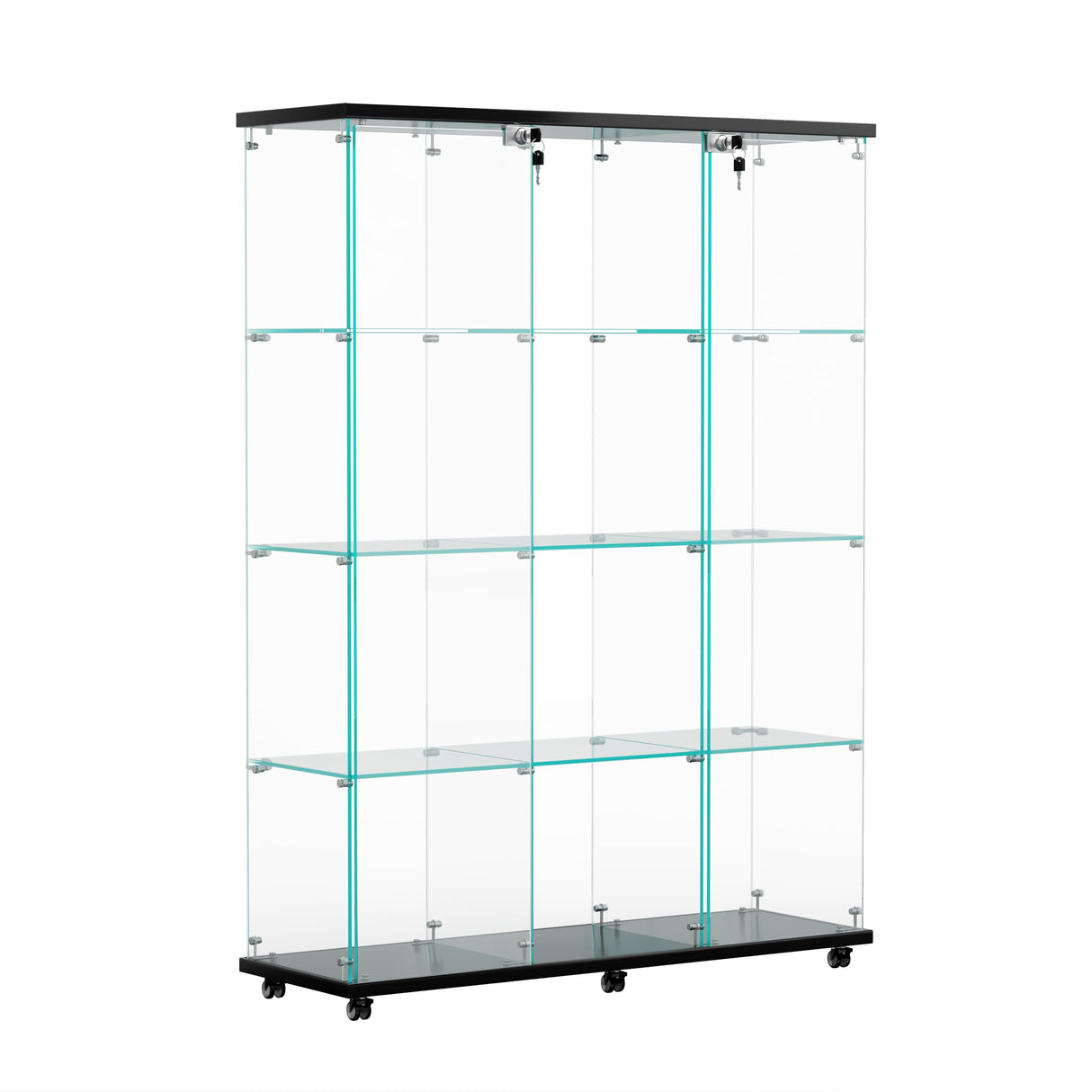 HomVent Modern 4-Shelf Glass Display Cabinet with Lock and Doors for Collectibles and Decorative Items HomVent