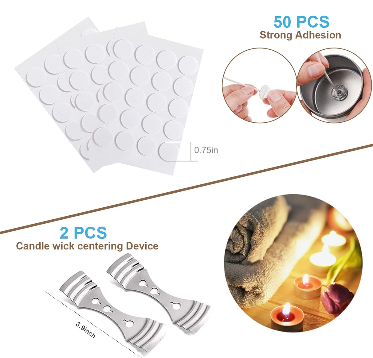 DINGPAI Candle Making Kit, DIY Candles Craft Tools,1pc Candle Make Pouring Pot,50pcs Candle Wicks, 50pcs Candle Wicks Sticker and 2pcs 3-Hole Candle DINGPAI