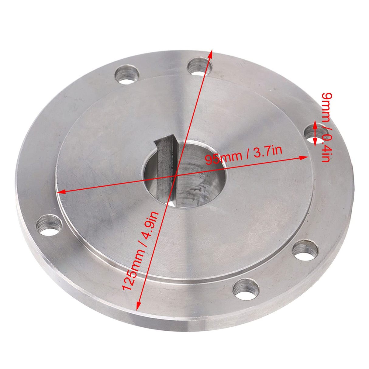 Lathe Flange, 6 Mounting Holes 125mm Chuck Connection Flange, High Manganese Steel Chuck Flange for K11-125 K12-125 K72-125 Back Plate for Self Focket